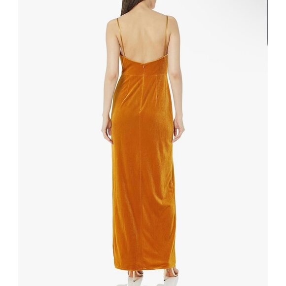 Jenny Yoo Womens Size 18 Mustard Velvet Maxi Dress With Slit - Picture 2 of 3